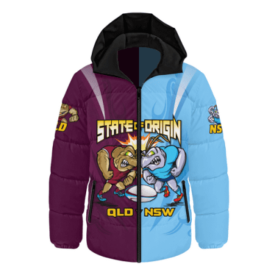 Queensland Maroons Hooded Padded Jacket Custom State Of Origin 2024 Tough Fan Rugby For Life QLD vs NSW