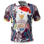Manly Warringah Sea Eagles Christmas Polo Shirt - Custom Merry Christmas Super Manly Warringah Sea Eagles Indigenous Polo Shirt