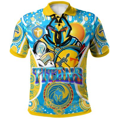 Gold Coast Titans Custom Polo Shirt - Titans Pride With Aboriginal Dot Art Personalised Player And Number Polo Shirt