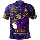 Melbourne Storm Polo Shirt Custom Naidoc Week 2024 Aboriginal Pattern And Torres Strait Islander Inspired