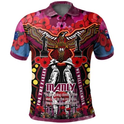 Manly Warringah Sea Eagles Anzac Custom Hoodie - Remembrance Manly Anzac Day With Poppy Flower Watercolour Style