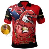 Redcliffe Dolphins Polo Shirt Heart Of A Fighter Tough And Fearless