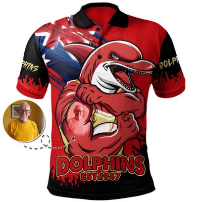 Redcliffe Dolphins Polo Shirt Heart Of A Fighter Tough And Fearless
