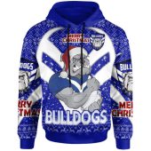 Canterbury-Bankstown Bulldogs Christmas Hoodie - Custom Canterbury-Bankstown Bulldogs Merry Christmas With Snowflake Pattern Hoodie