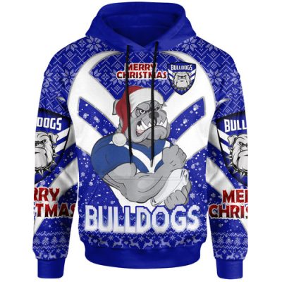 Canterbury-Bankstown Bulldogs Christmas Hoodie - Custom Canterbury-Bankstown Bulldogs Merry Christmas With Snowflake Pattern Hoodie