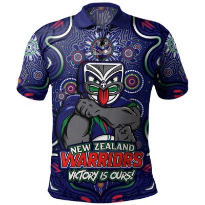 New Zealand Warriors Polo Shirt Aboriginal Pattern Inspired Victory Is Ours