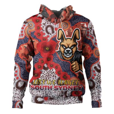 South Sydney Rabbitohs Hoodie - Custom Souths with Anzac Poppy Hoodie