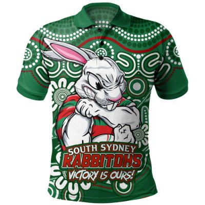 South Sydney Rabbitohs Polo Shirt Aboriginal Inspired Tough Fan Rugby For Life