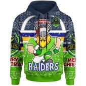 Canberra Raiders Christmas Hoodie - Custom Canberra Raiders Merry Christmas With Snowflake Pattern Hoodie