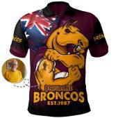 Brisbane Broncos Polo Shirt Heart Of A Fighter Tough And Fearless