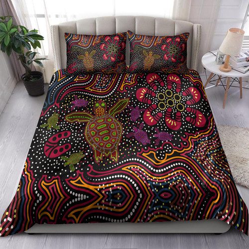 Australia Indigenous Bedding Set - Aboriginal inspired art turtles dreaming story background Australia Indigenous Bedding Set - Aboriginal inspired art turtles dreaming story background