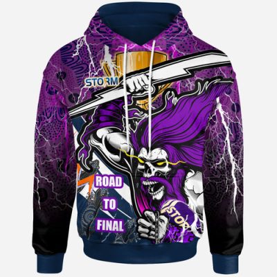 Melbourne Storm Premierships Hoodie - Custom "Road To Final" Melbourne Storm Thunder Ghost Culture Hoodie