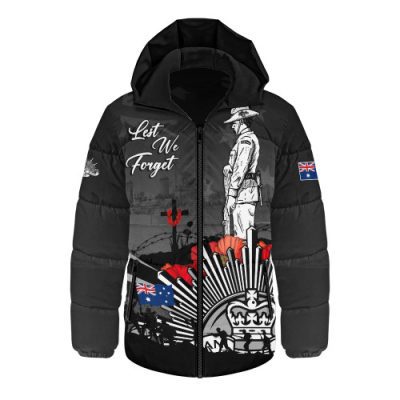 Australia Hooded Padded Jacket Anzac Day In Memory Of Brave Servicemen