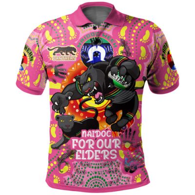 Penrith Panthers Naidoc Polo Shirt - Custom Penrith Panthers Naidoc Week For Our Elders Vintage Style Polo Shirt