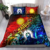 Australia Naidoc Week Bedding Set - Naidoc Aboriginal Inspired Dot Art Painting With Hunting "Get up, Stand up, Show up," Bedding Set
