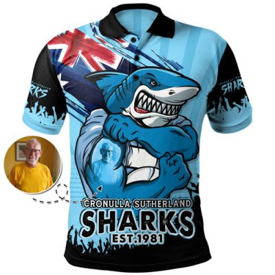 Cronulla-Sutherland Sharks Polo Shirt Heart Of A Fighter Tough And Fearless