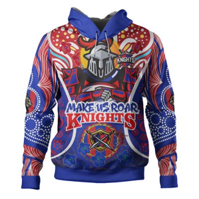 Newcastle Knights Custom Indigenous Hoodie - Newcastle Knights Team Still Uknighted Make Us Roar Personalised Hoodie