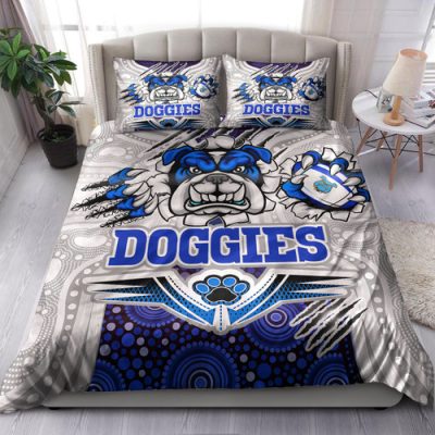 Canterbury-Bankstown Bulldogs Custom Bedding Set - Indigenous Super Doggies Scratch Style