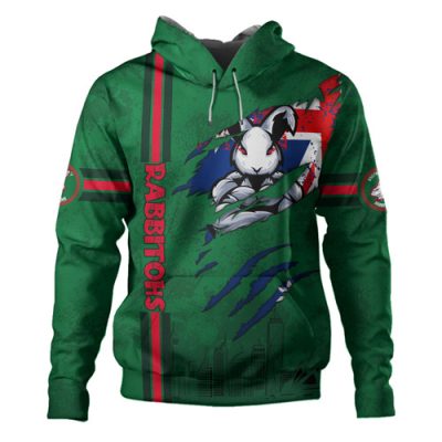 South Sydney Rabbitohs Hoodie - Happy Australia Day Flag Scratch Style
