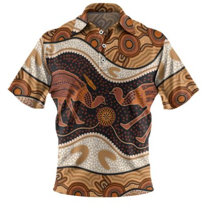 Australia Emu Aboriginal Polo Shirt - Emu Aboriginal Painting Polo Shirt