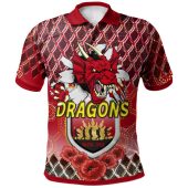 Australia Illawarra and St George Anzac Polo Shirt - Aboriginal Inspired Pattern Anzac Flowers Polo Shirt