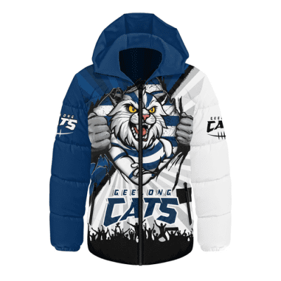 Geelong Cats Hooded Padded Jacket Breaking Through Fan Design