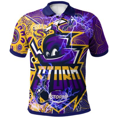 Melbourne Storm Polo Shirt - Custom Melbourne Storm Mascot With Aussie Lizards And Ball Polo Shirt