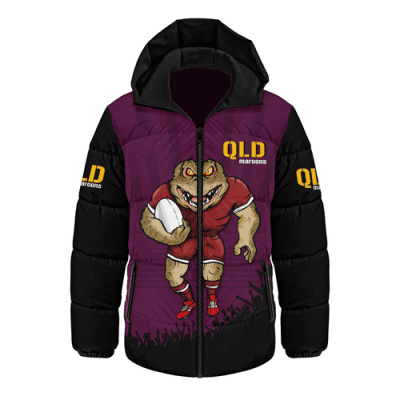Queensland Maroons Hooded Padded Jacket Custom State Of Origin 2024 Go Mighty QLD Maroons For Die Hard Fan Supporters