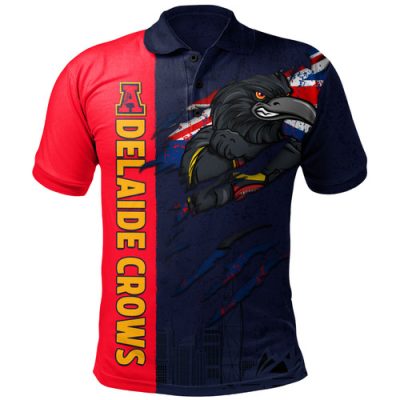 Adelaide Crows Polo Shirt Burning Passion Of Power Scratch Style
