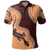 Australia Aboriginal Inspired Polo Shirt - Aboriginal Art With Lizard Polo Shirt