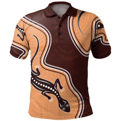 Australia Aboriginal Inspired Polo Shirt - Aboriginal Art With Lizard Polo Shirt