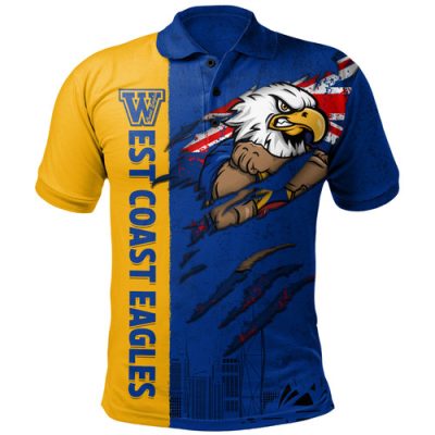 West Coast Eagles Polo Shirt Burning Passion Of Power Scratch Style