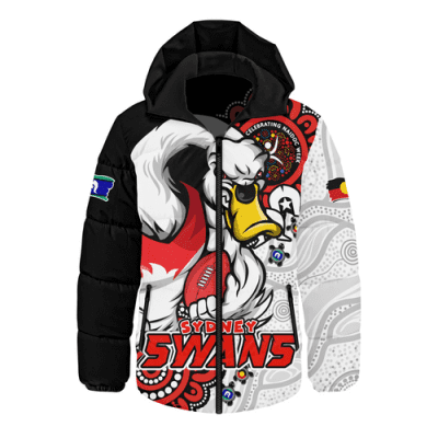 Sydney Swans Hooded Padded Jacket Power Through Generations NAIDOC Edition