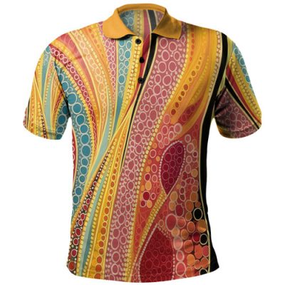 Australia Aboriginal Polo Shirt - Indigenous Aboriginal Art Dot Color Polo Shirt