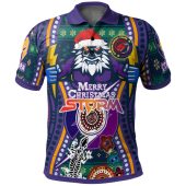 Melbourne Storm Christmas Polo Shirt - Custom Merry Christmas Indigenous Melbourne Storm Polo Shirt