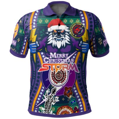 Melbourne Storm Christmas Polo Shirt - Custom Merry Christmas Indigenous Melbourne Storm Polo Shirt