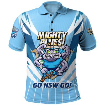 New South Wales Blues Polo Shirt Custom State Of Origin 2024 Passionate Fan Born To Win Ver 1