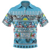 Cronulla-Sutherland Sharks Christmas Aboriginal Custom Polo Shirt - Indigenous Knitted Ugly Xmas Style Polo Shirt