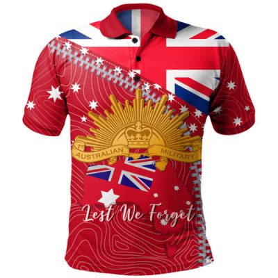 Australia Polo Shirt - Anzac Day Lest We Forget Australian Red Ensign