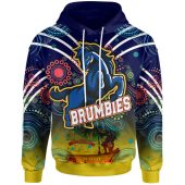 Brumbies Rugby Hoodie - Anzac Day "Lest We Forget" Brumbies Aboriginal Inspired Pattern With Horse Hoodie
