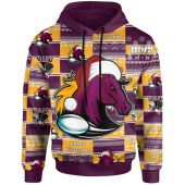 Brisbane Broncos Christmas Custom Hoodie - Brisbane Broncos Penrith Panthers Merry Christmas With Snowflake Pattern Hoodie