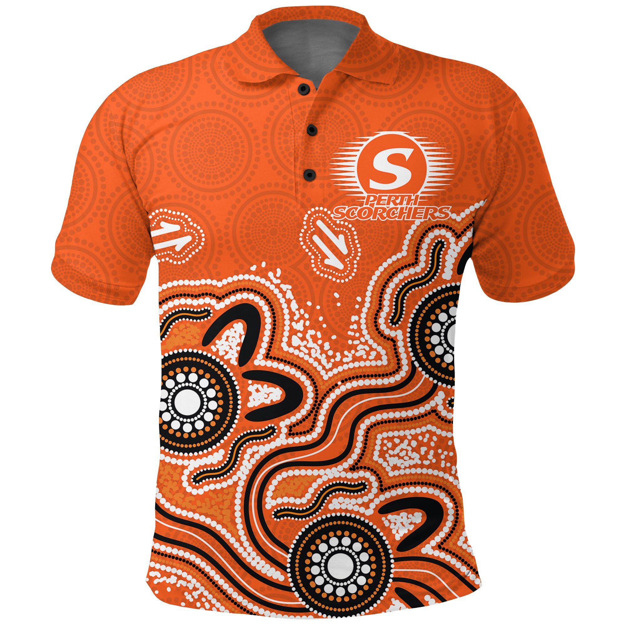 Perth Scorchers Polo Shirt - Aboriginal Art Perth Scorchers Polo Shirt - Aboriginal Art