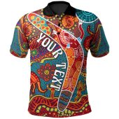 Australia Aboriginal Inspired Polo Shirt - Indigenous Boomerang