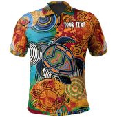 Australia Aboriginal Inspired  Custom Polo Shirt - Turtle Indigenous Art