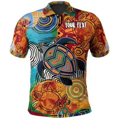 Australia Aboriginal Inspired  Custom Polo Shirt - Turtle Indigenous Art