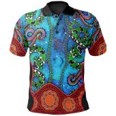 Australia Aboriginal Inspired Polo - Aussie Indigenous Patterns Blue
