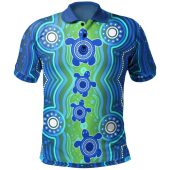 Australia Aboriginal Inspired Polo Shirt - Aboriginal Inspired Turtle Family