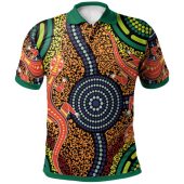 Australia Aboriginal Inspired Polo Shirt - Aboriginal Inspired Two Lizards Dot Painting Circle