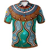 Australia Aboriginal Inspired Polo Shirt - Bomerang With Dot Painting