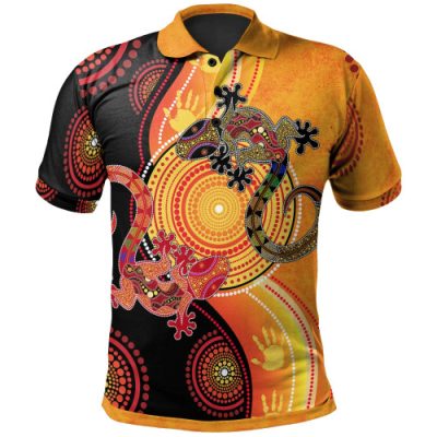 Australia Aboriginal Inspired Polo Shirt - Couple Aboriginal Inspired Lizards